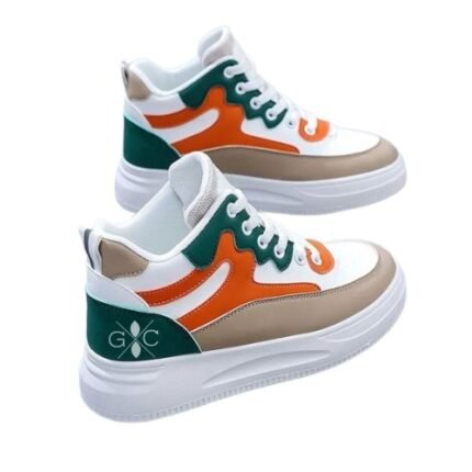 GC White and Orange High Top Sneakers