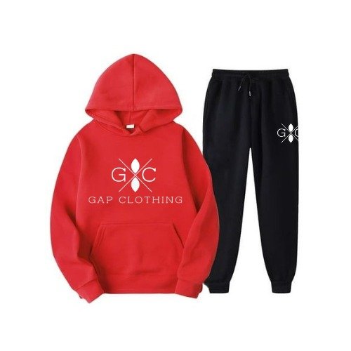 GAP CLOTHING Unisex Red Hoodie and Black Joggers Set