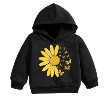 “Sunny Blossom Kids’ Hoodie with Butterfly Motif”
