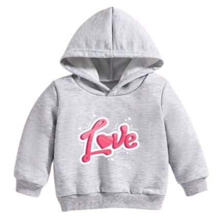 “Toddler’s ‘Love’ Graphic Hoodie in Grey”