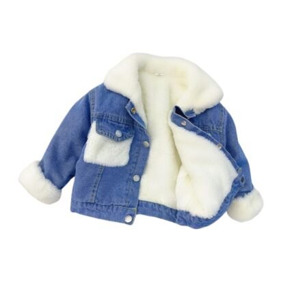 Cozy Blue Denim Jacket with White Faux Fur Lining