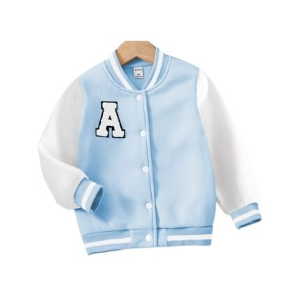 Classic Blue and White Varsity Jacket with Letter ‘A’