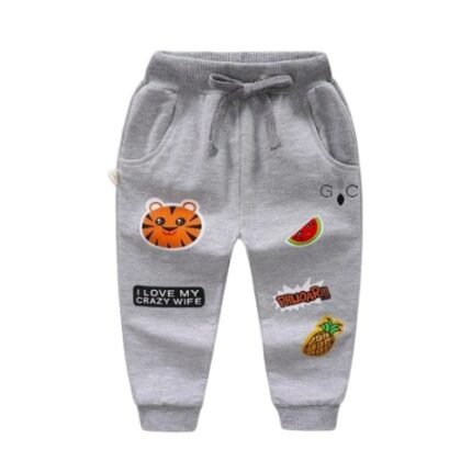 Kids’ Tropical Fruit Print Sweatpants with Embroidery